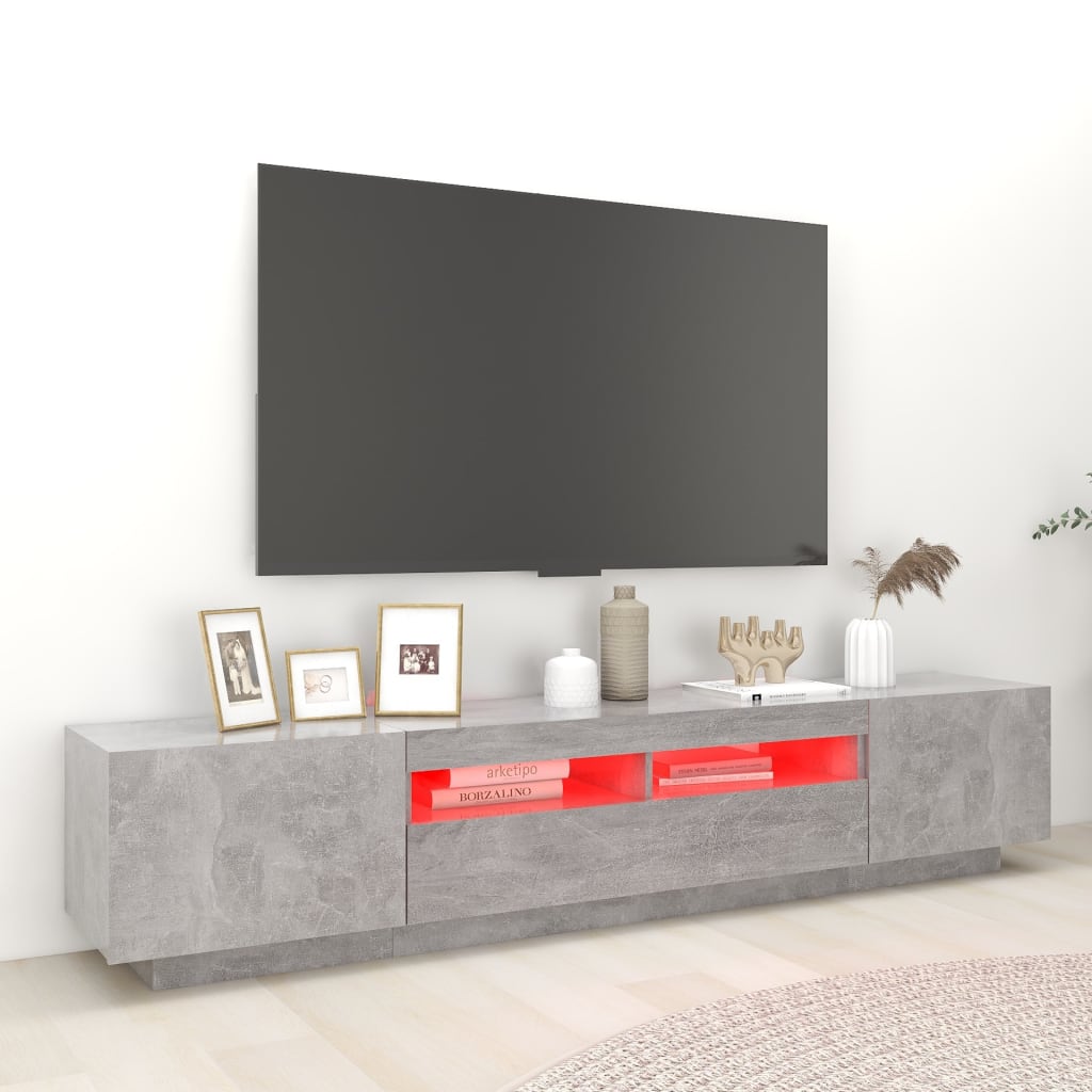 vidaXL TV ormarić s LED svjetlima siva boja betona 200 x 35 x 40 cm