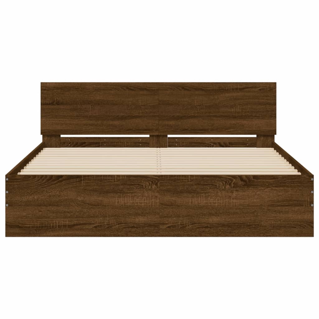 vidaXL Okvir kreveta s uzglavljem boja smeđeg hrasta 140 x 200 cm