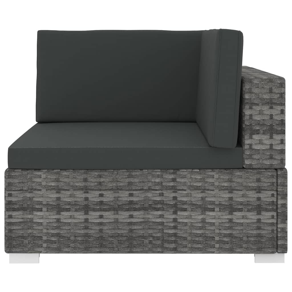 vidaXL Modularna kutna fotelja s jastucima 1 kom od poliratana siva