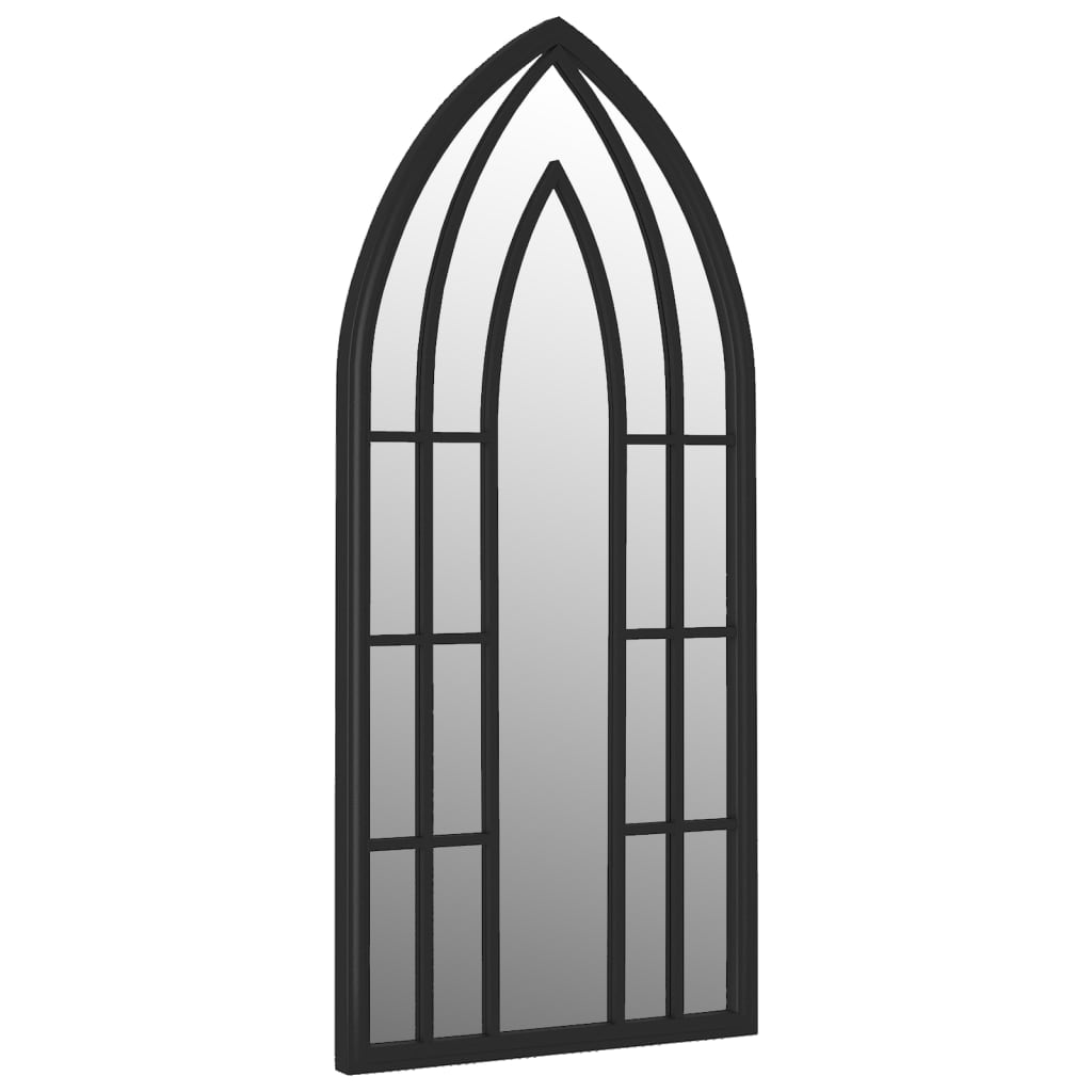 vidaXL Vrtno ogledalo crno 100 x 45 cm željezno za vanjsku upotrebu