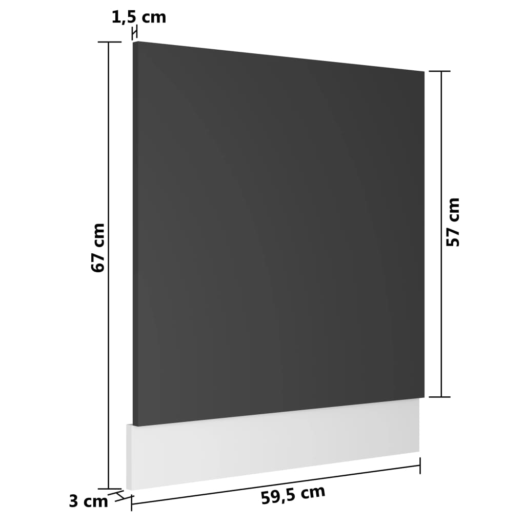 vidaXL Ploča za perilicu posuđa siva 59,5 x 3 x 67 cm od iverice