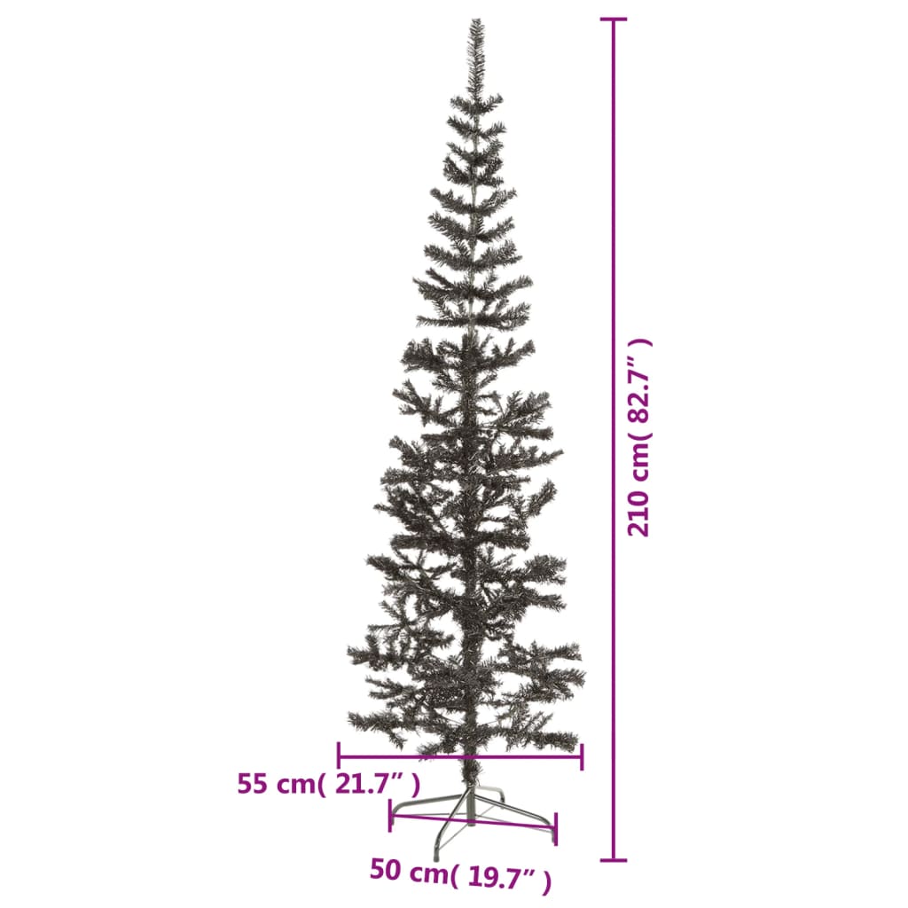 vidaXL Usko božićno drvce crno 210 cm