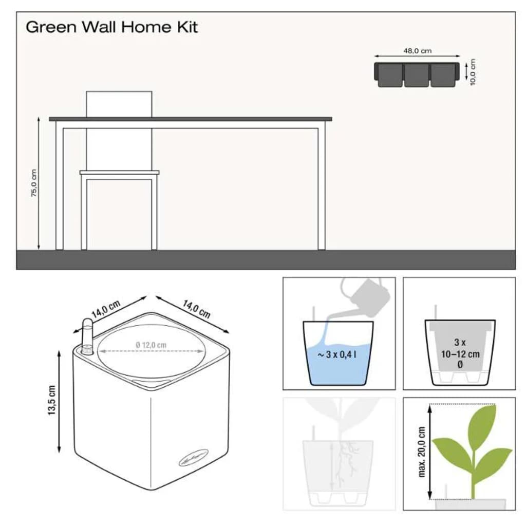 LECHUZA posude za sadnju 3 kom Green Wall Home Kit boja škriljevca