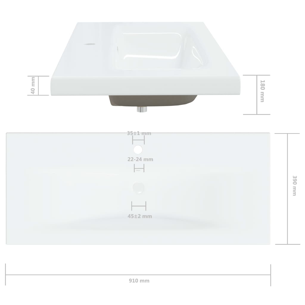 vidaXL Ugradbeni umivaonik sa slavinom 91x39x18 cm keramički bijeli