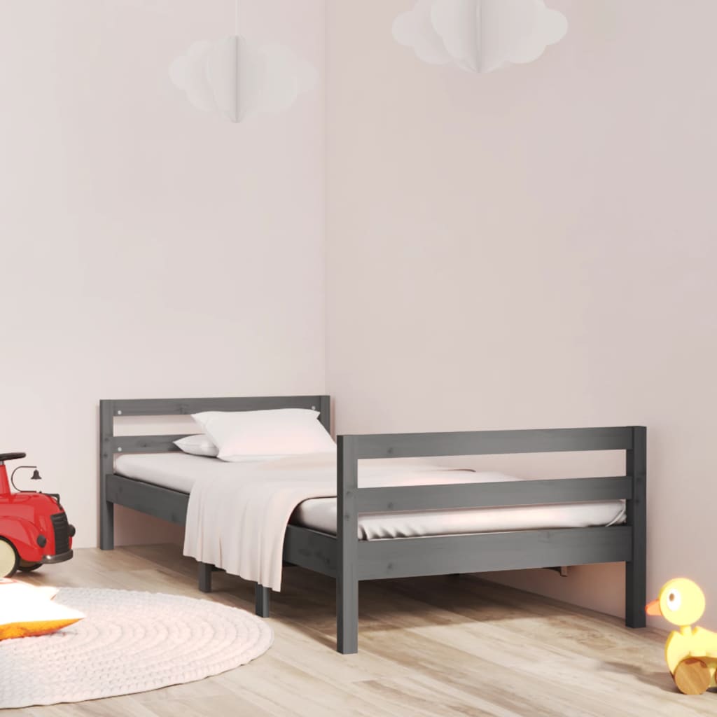 vidaXL Okvir za krevet sivi 75 x 190 cm od masivne borovine