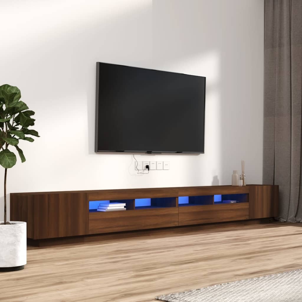 vidaXL 3-dijelni set TV ormarića LED boja smeđi hrast hrasta drveni