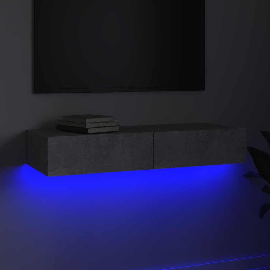 vidaXL TV ormarić s LED svjetlima siva boja betona 90x35x15,5 cm
