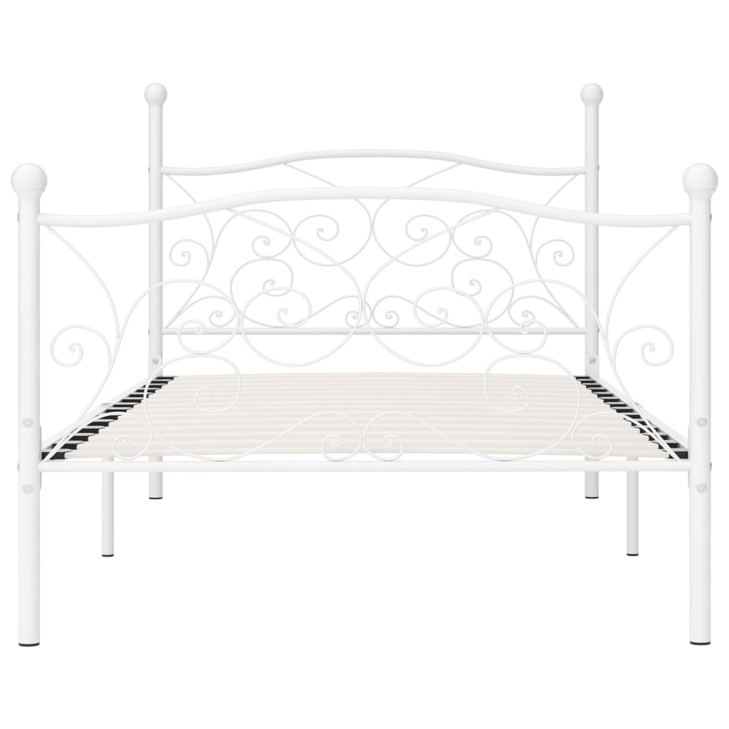 vidaXL Okvir za krevet s podnicama bijeli metalni 100 x 200 cm