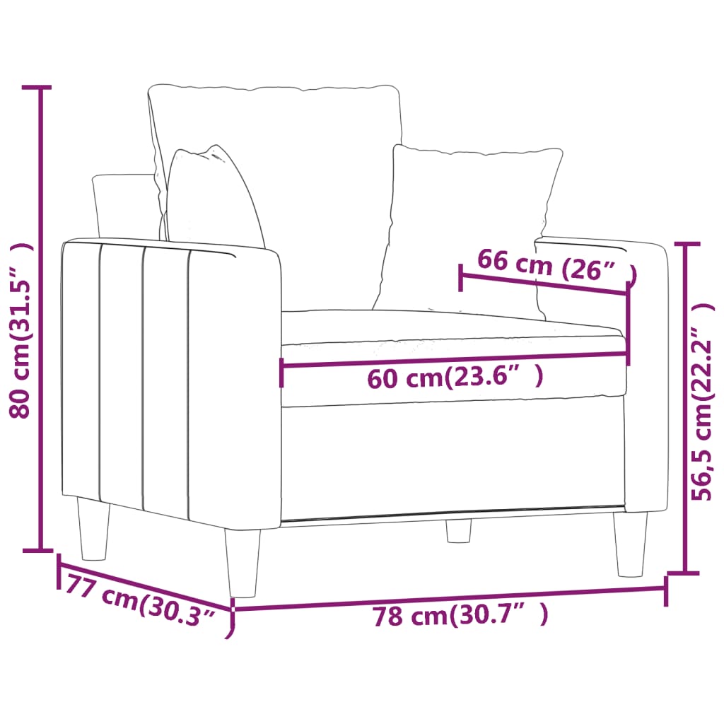 vidaXL Fotelja svjetlosiva 60 cm baršunasta