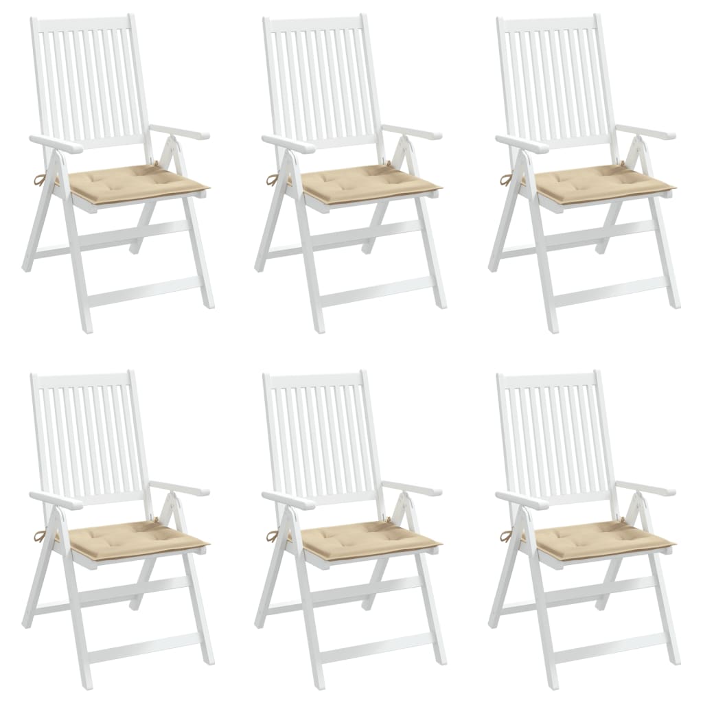 vidaXL Jastuci za vrtne stolice 6 kom bež 40 x 40 x 3 cm od tkanine