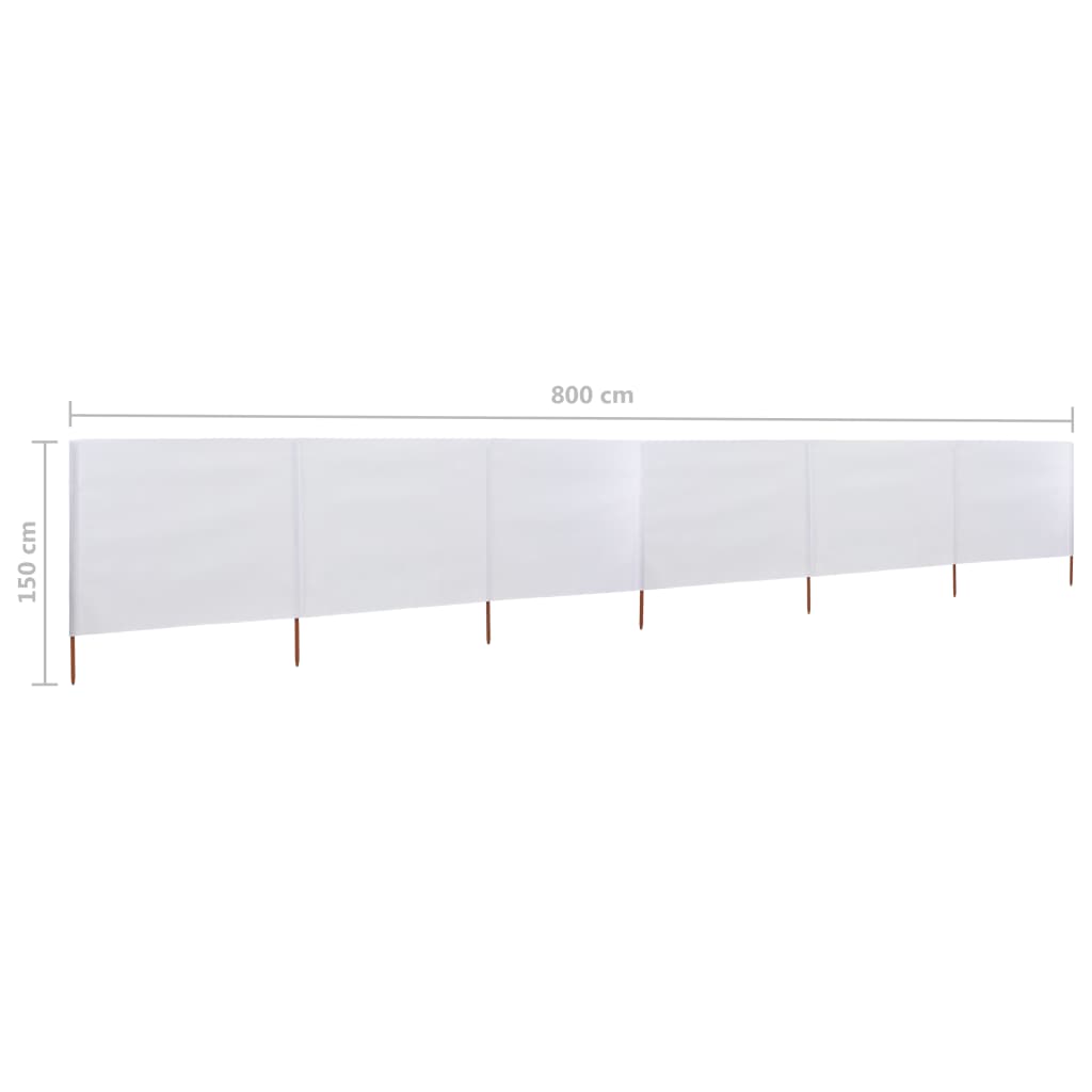 vidaXL Vjetrobran sa 6 panela od tkanine 800 x 120 cm pješčano bijeli