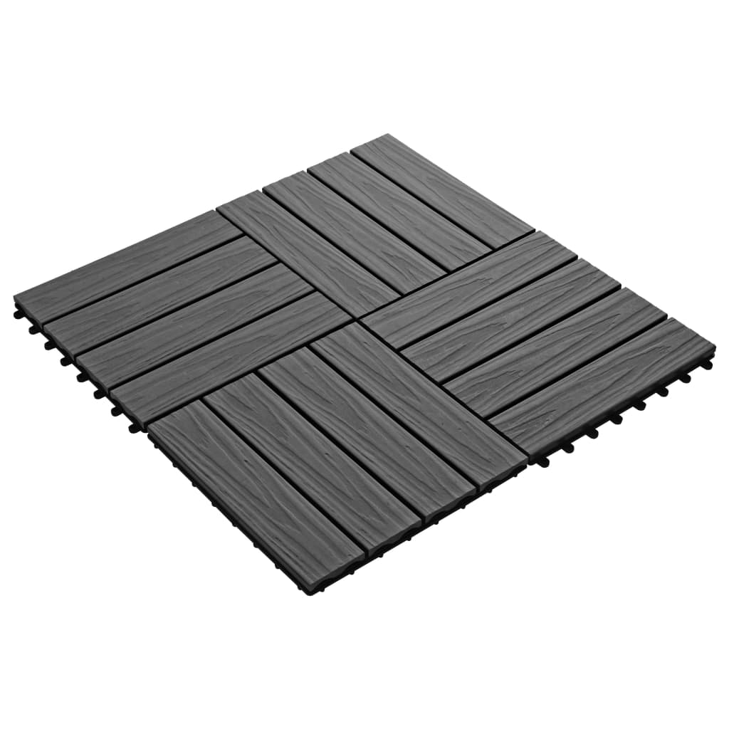 vidaXL 11 podnih pločica s reljefom WPC 30 x 30 cm 1 m² crne