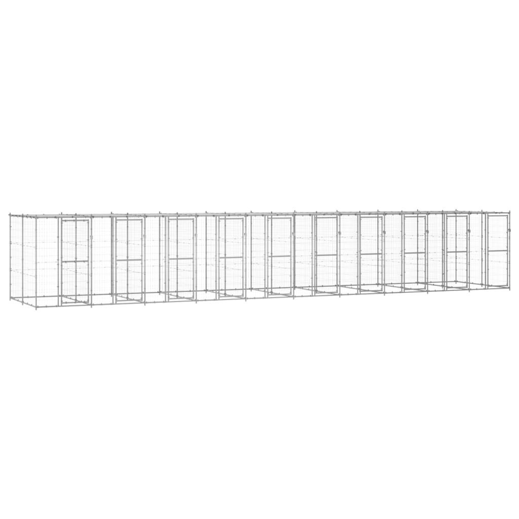 vidaXL Vanjski kavez za pse od pocinčanog čelika s krovom 24,2 m²