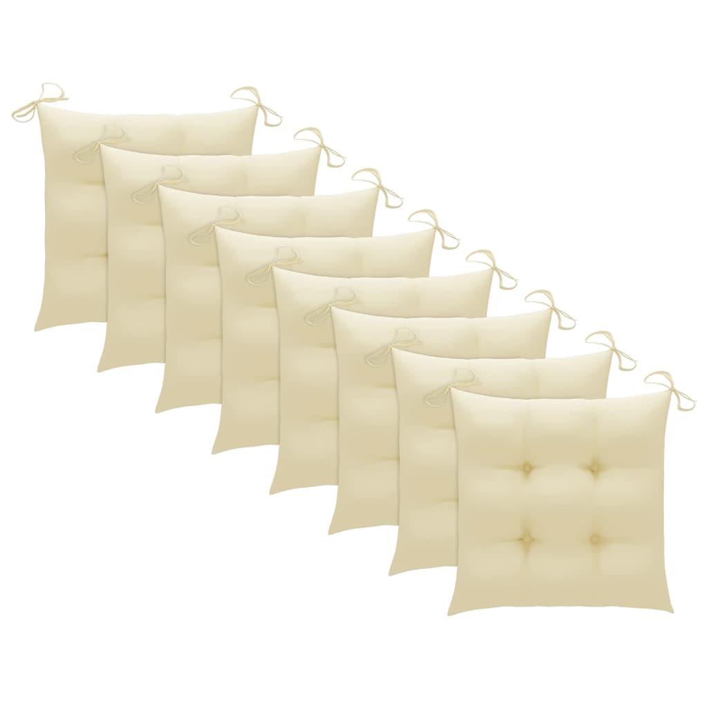 vidaXL Blagovaonske stolice s krem bijelim jastucima 8 kom od tikovine