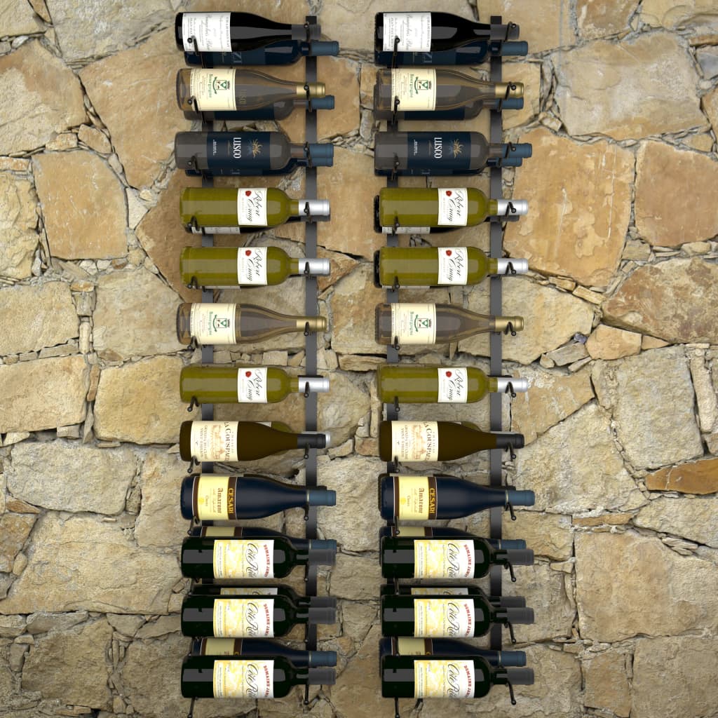 vidaXL Zidni stalci za vino za 48 boca 2 kom crni željezni