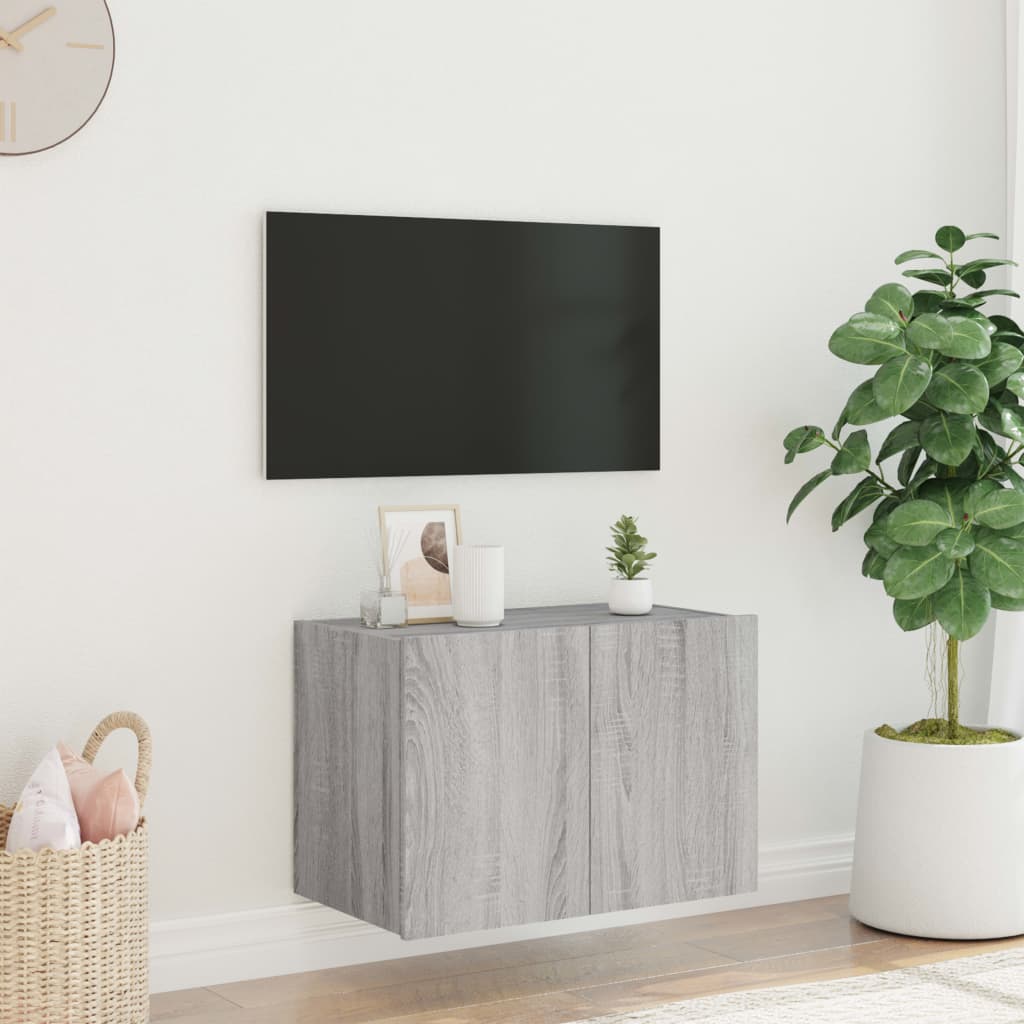 vidaXL Zidni TV ormarić s LED svjetlima boja hrasta 60x35x41 cm