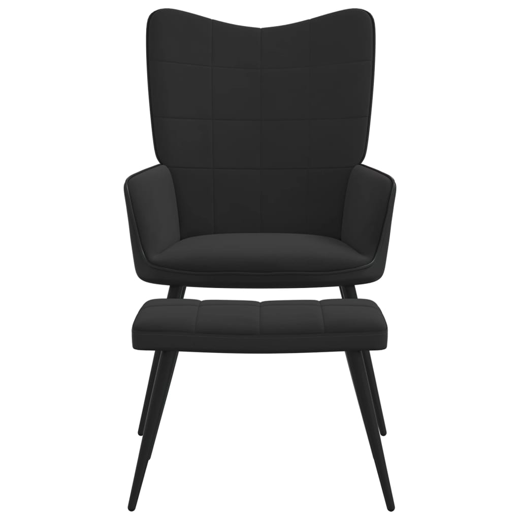 vidaXL Stolica za opuštanje s osloncem za noge crna od baršuna i PVC-a
