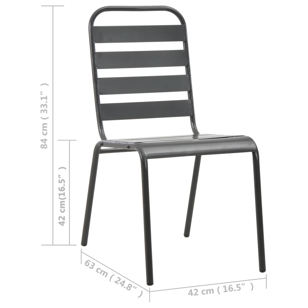 vidaXL Vanjske stolice s rešetkastim dizajnom 4 kom čelične tamnosive