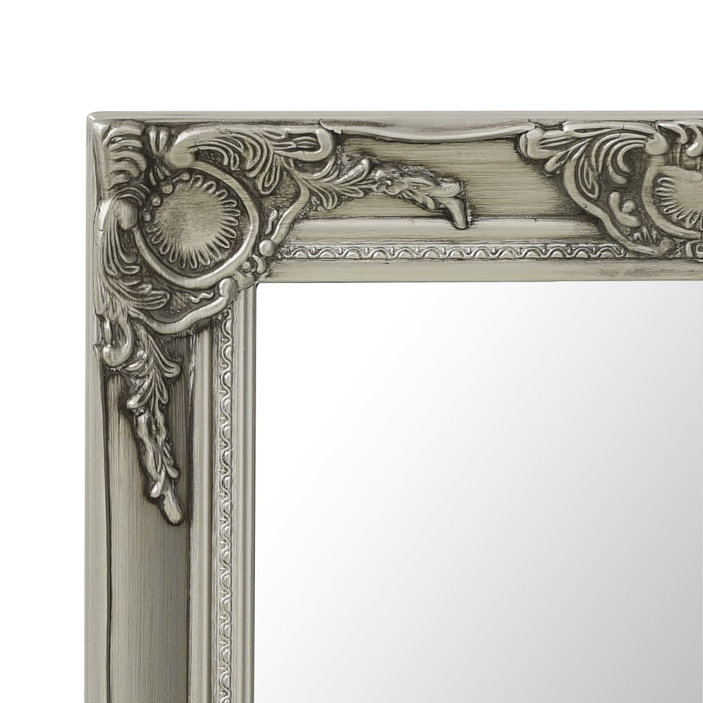 vidaXL Zidno ogledalo u baroknom stilu 60 x 100 cm srebrno