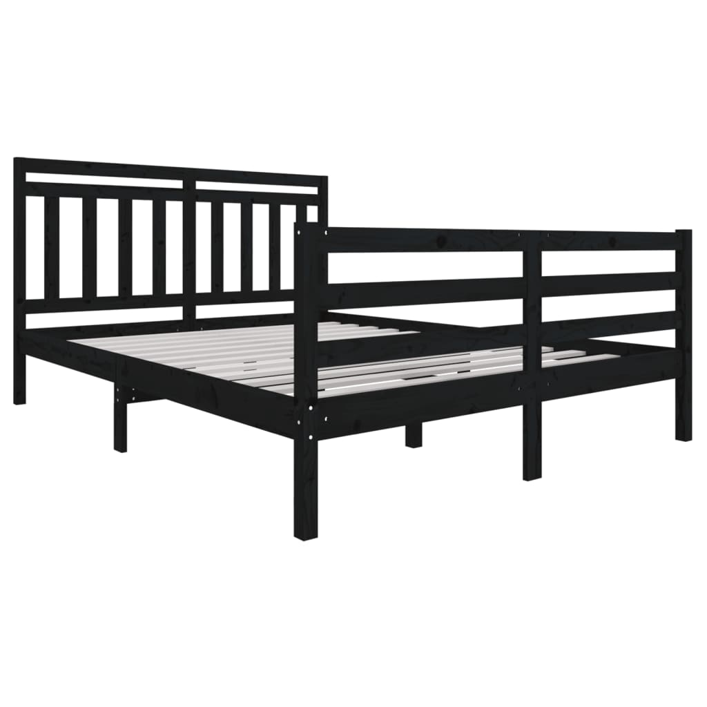 vidaXL Okvir za krevet od masivnog drva crni 160 x 200 cm