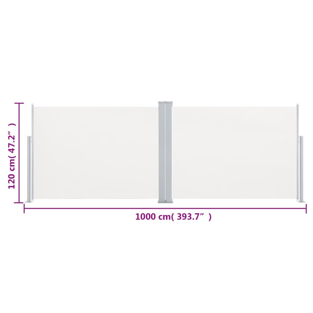 vidaXL Uvlačiva bočna tenda 120 x 1000 cm krem