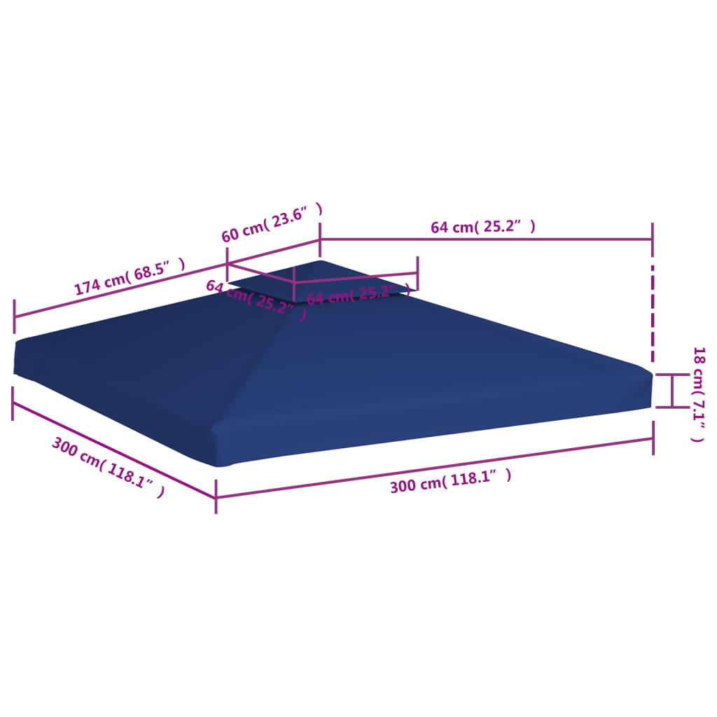vidaXL Zamjenski pokrov za sjenicu 310 g/m² tamnoplavi 3 x 3 m
