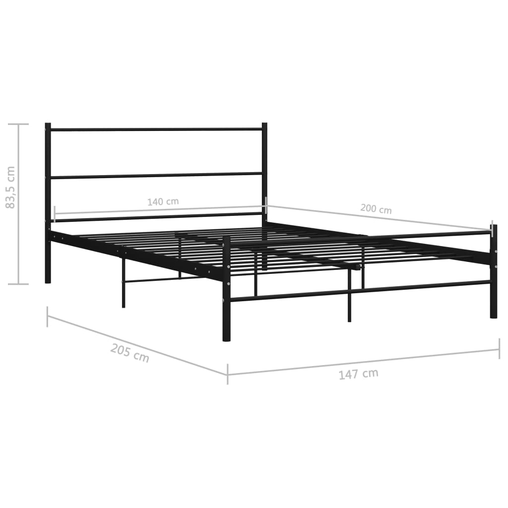 vidaXL Okvir za krevet crni metalni 140 x 200 cm