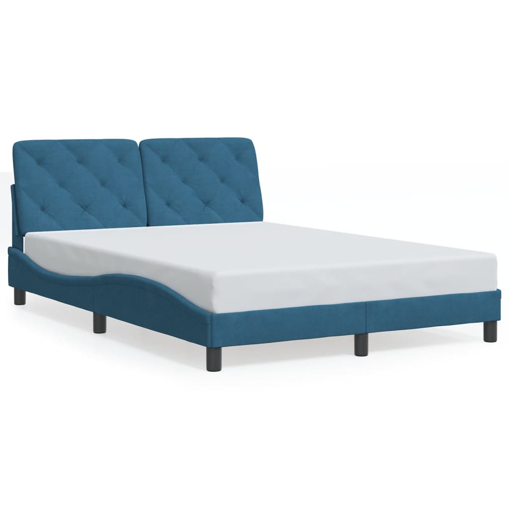 vidaXL Okvir kreveta s LED svjetlima plavi 140 x 190 cm baršunasti