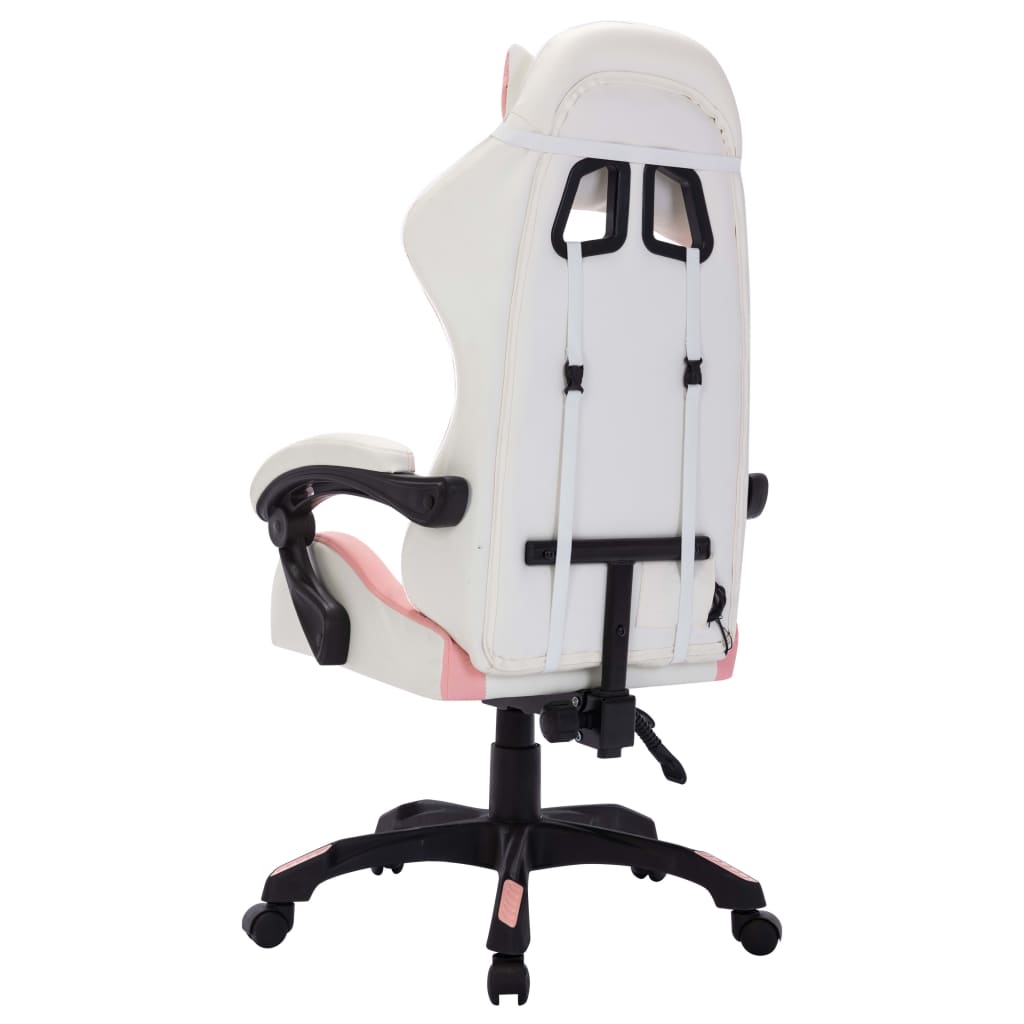 vidaXL Igraća stolica s RGB LED svjetlima roza i crna od umjetne kože
