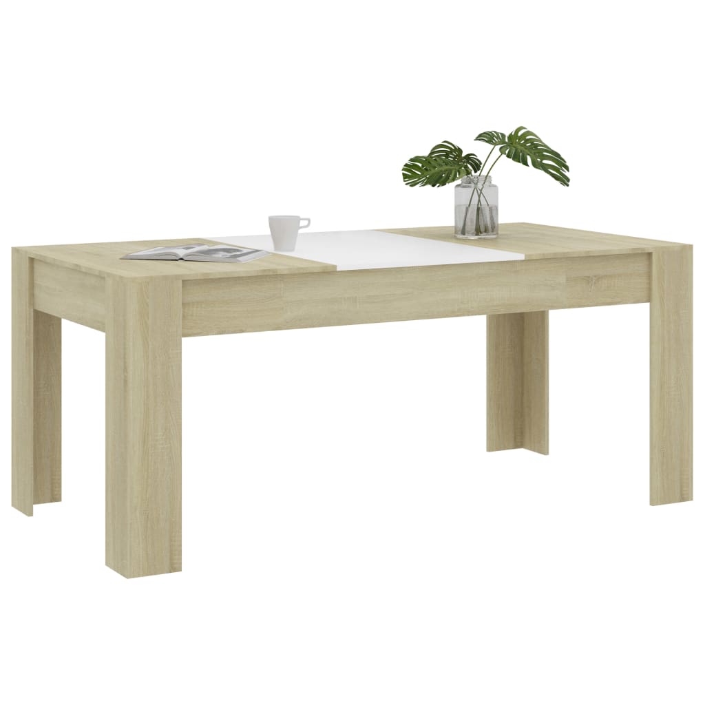 vidaXL Blagovaonski stol bijeli i boja hrasta 180 x 90 x 76 cm iverica