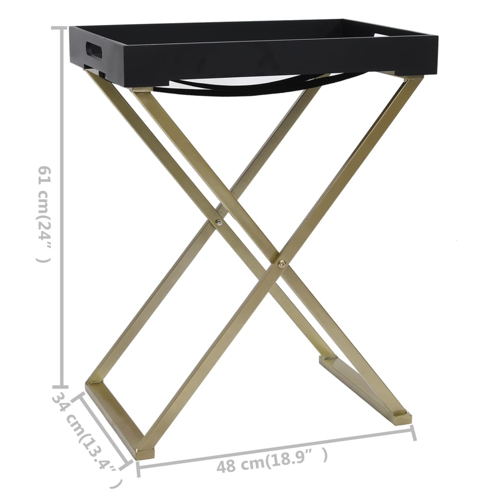 vidaXL Sklopivi stol zlatno-crni 48 x 34 x 61 cm MDF