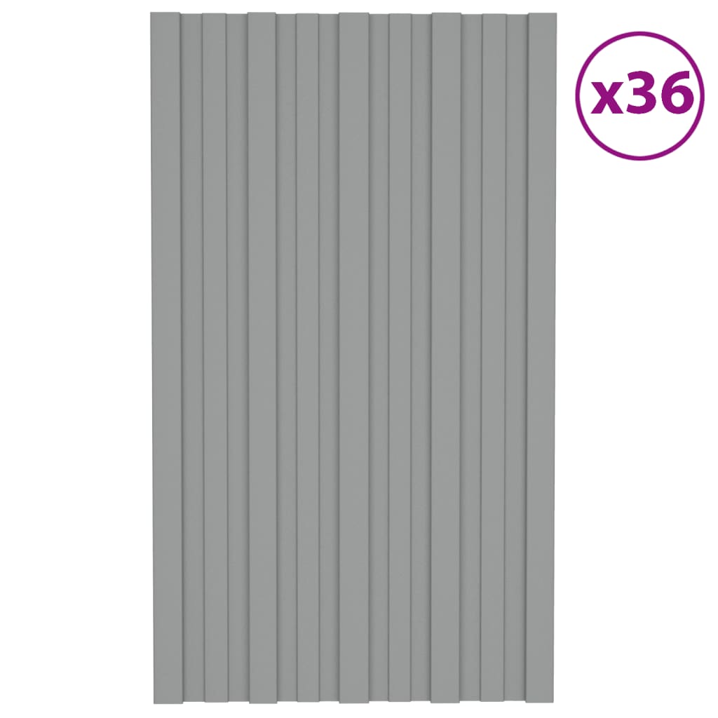 vidaXL Krovni paneli 36 kom od pocinčanog čelika sivi 80 x 45 cm