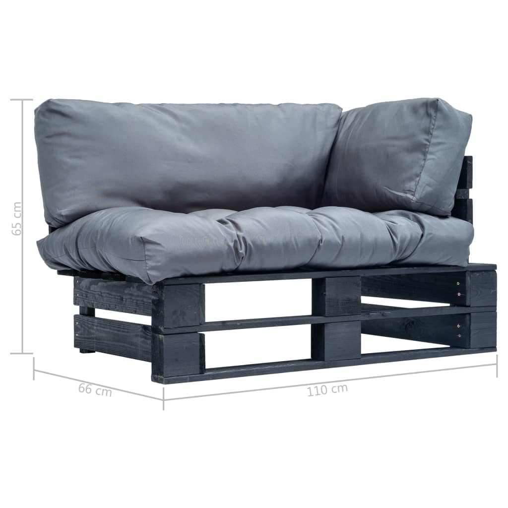 vidaXL Vrtna sofa od paleta od borovine sa sivim jastucima