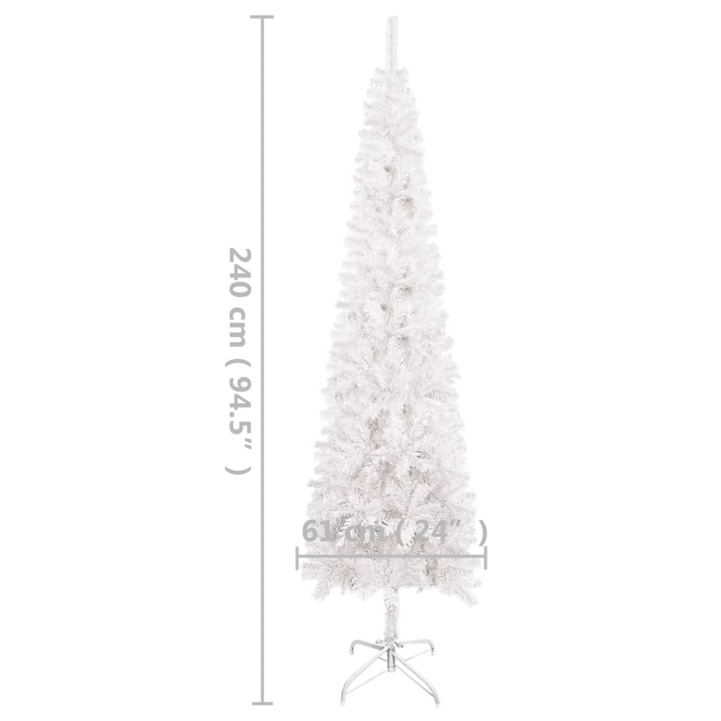 vidaXL Tanko osvijetljeno božićno drvce bijelo 240 cm