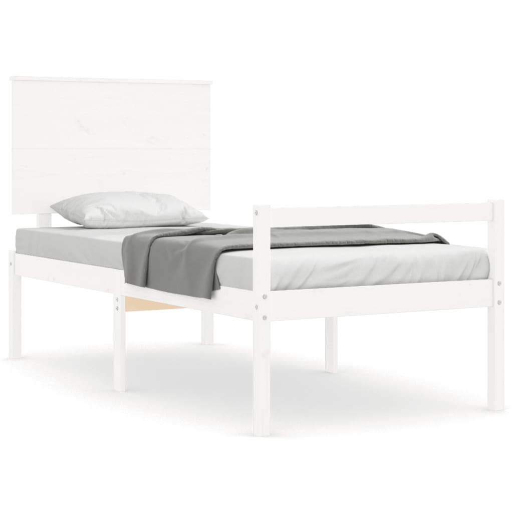 vidaXL Krevet za starije s uzglavljem bijeli 90x200 cm masivnog drva