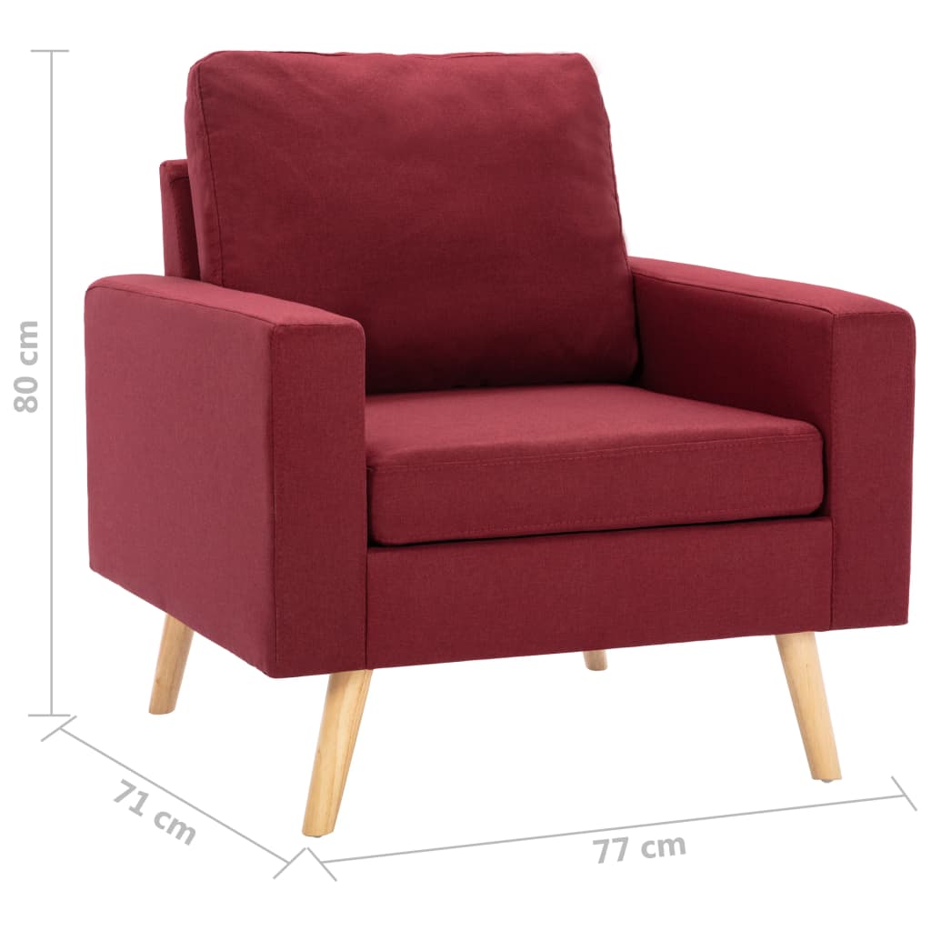 vidaXL 2-dijelni set sofa od tkanine crvena boja vina