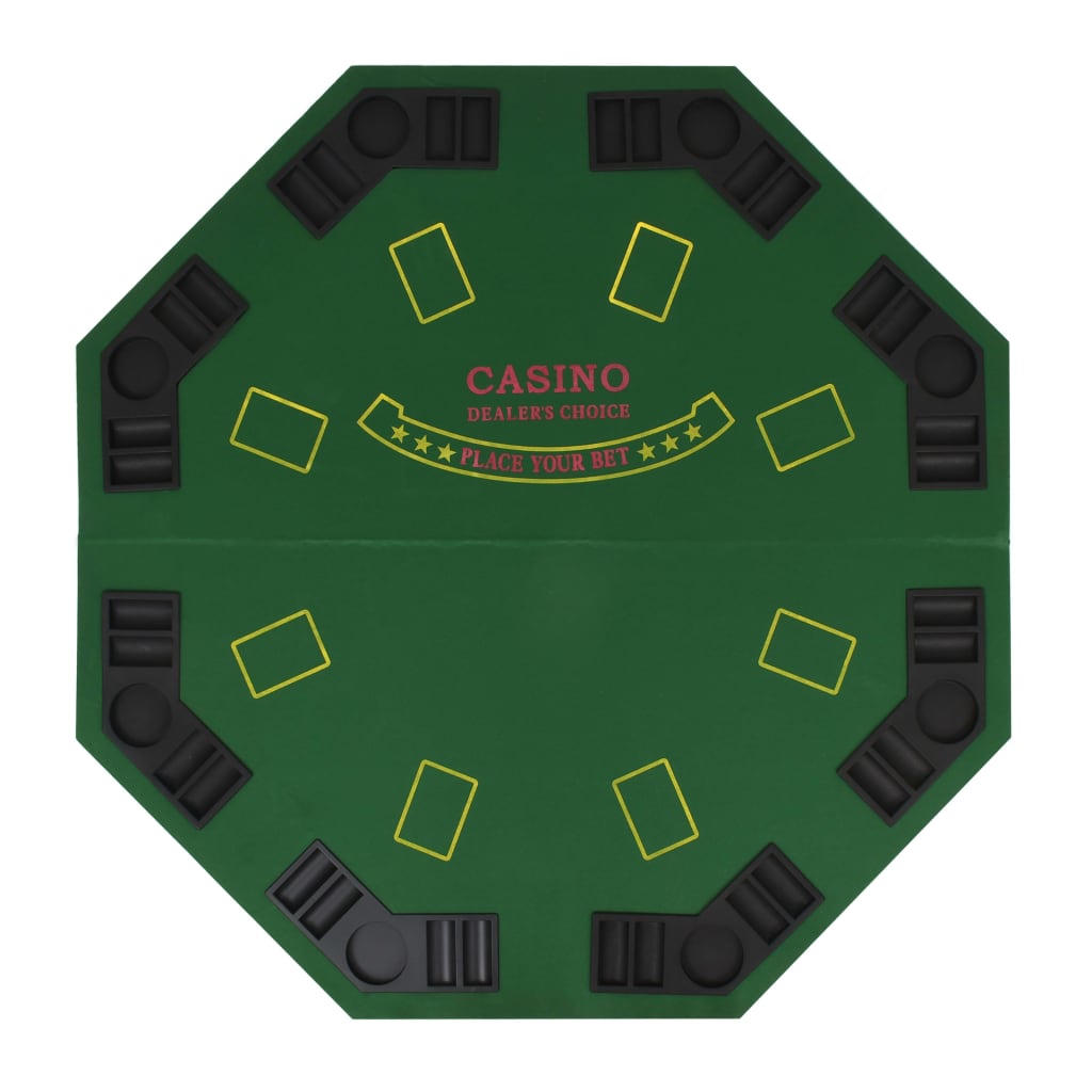 vidaXL Sklopiva dvodijelna podloga za poker stol za 8 igrača osmerokutna zelena