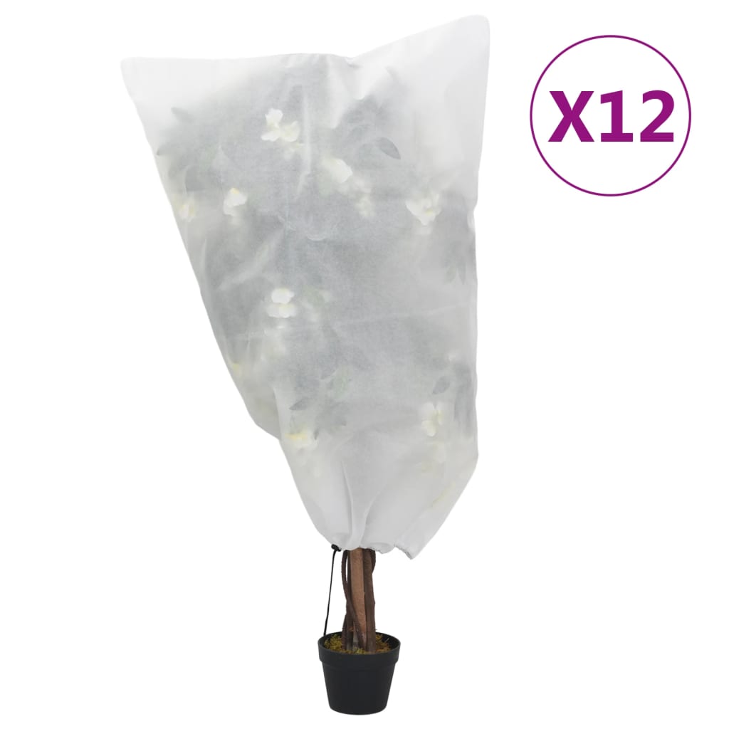 vidaXL Navlake od flisa za biljke s vezicom 12 kom 70 g/m² 0,8 x 0,8 m