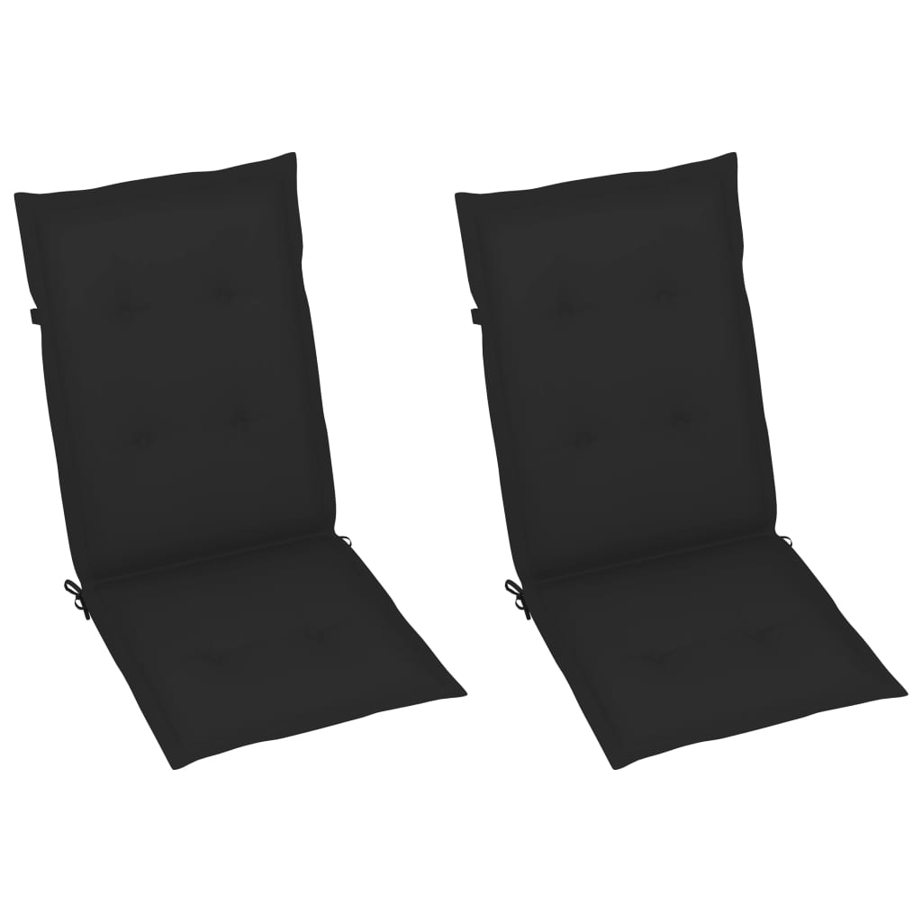 vidaXL Vrtne stolice s crnim jastucima 2 kom od masivne tikovine