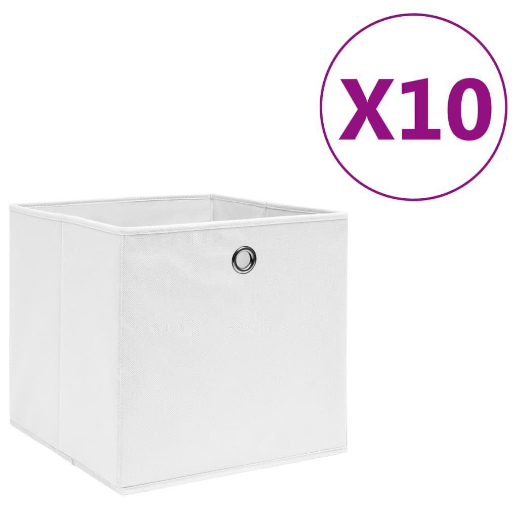 vidaXL Kutije za pohranu od netkane tkanine 10 kom 28x28x28 cm bijele