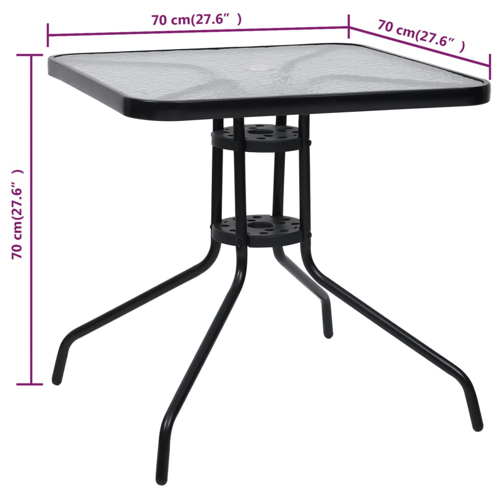 vidaXL Vrtni stol crni 70 x 70 x 70 cm čelični