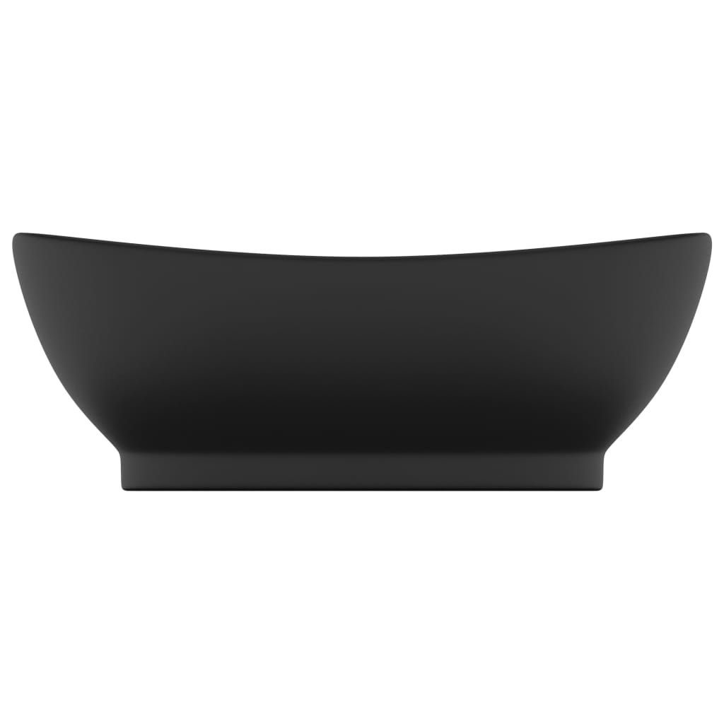 vidaXL Luksuzni ovalni umivaonik mat crni 58,5 x 39 cm keramički
