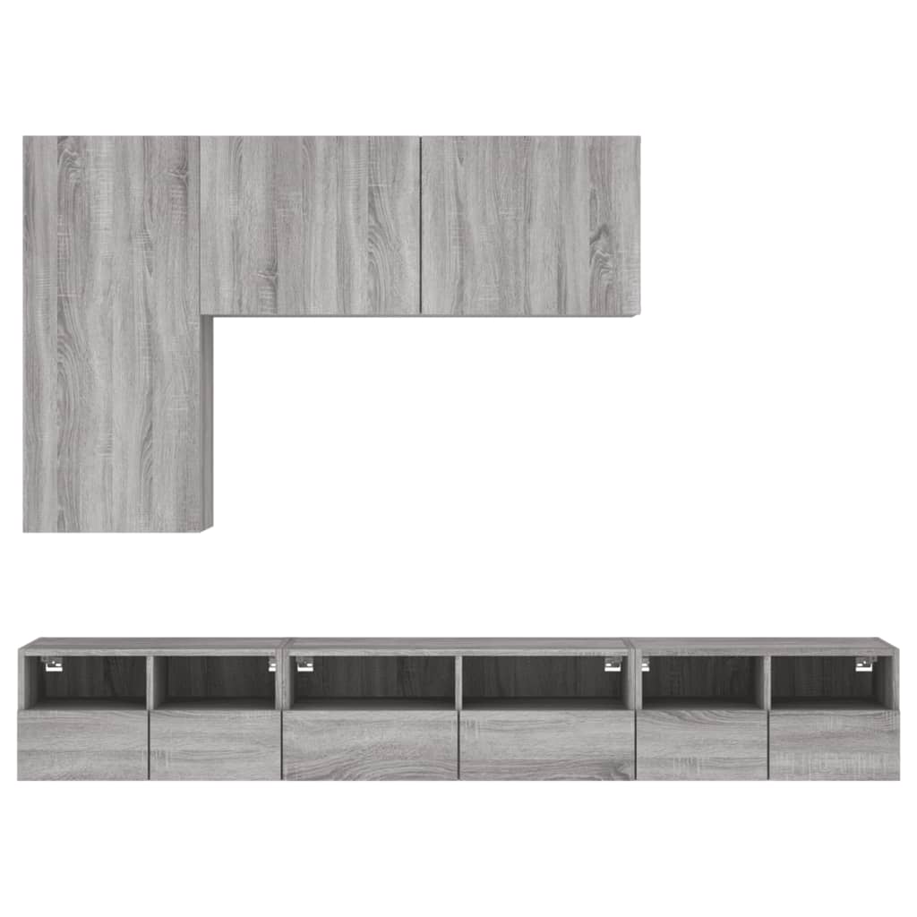 vidaXL 5-dijelni zidni TV ormarići siva boja hrasta konstruirano drvo