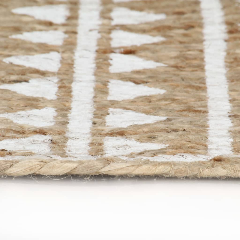 vidaXL Ručno rađeni tepih od jute s bijelim uzorkom 90 cm