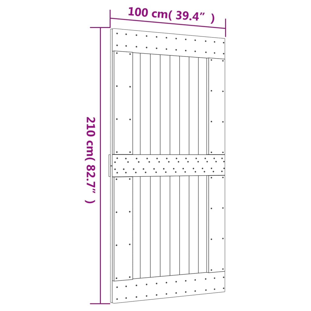 vidaXL Klizna vrata s priborom za montažu 100x210 cm masivna borovina