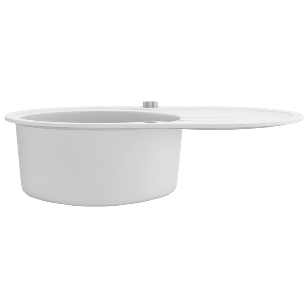 vidaXL Granitni kuhinjski sudoper s jednom kadicom ovalni bijeli