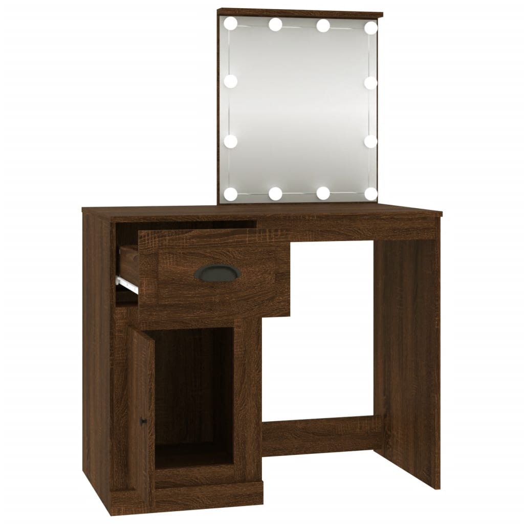 vidaXL Toaletni stolić LED boja hrasta 90x50x132,5cm konstruirano drvo