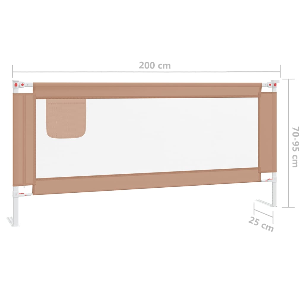vidaXL Sigurnosna ograda za dječji krevet smeđe-siva 200x25 cm tkanina