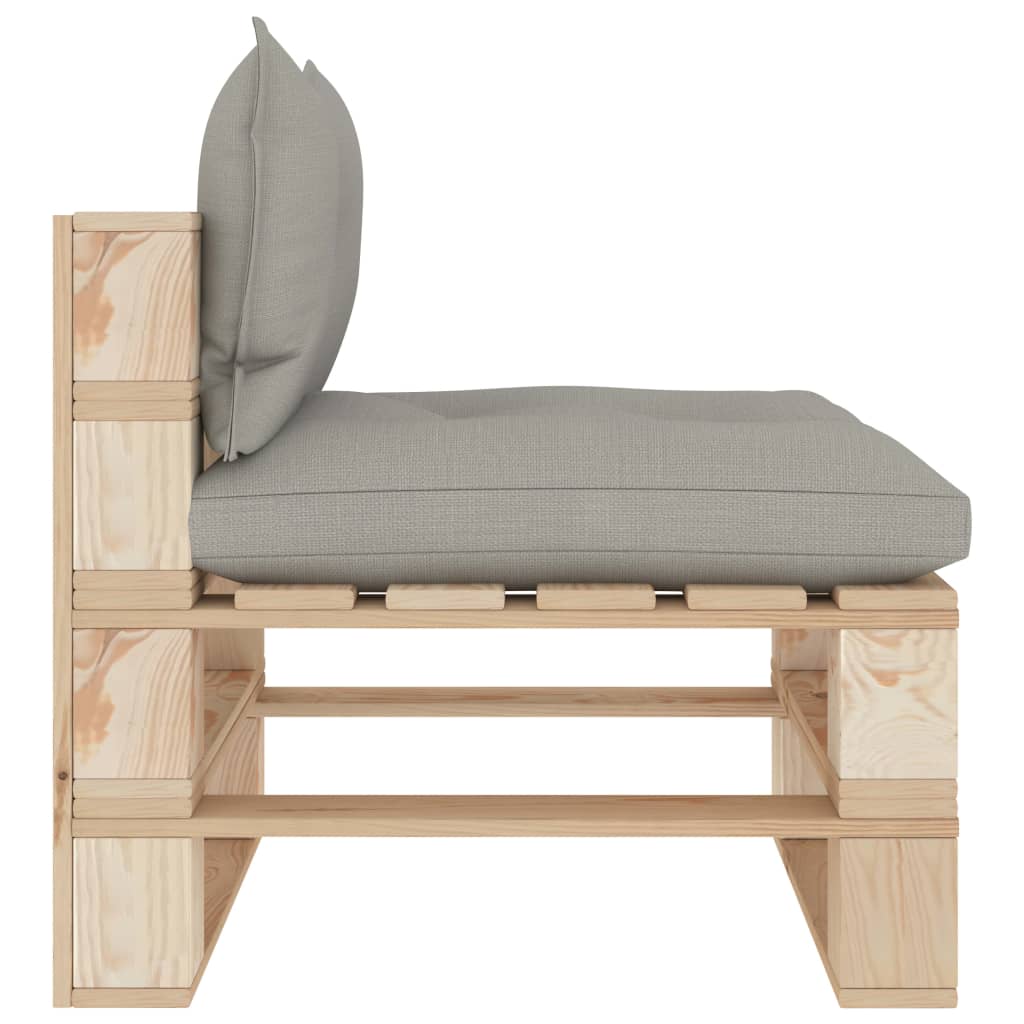 vidaXL Srednja vrtna sofa od paleta sa smeđesivim jastucima drvena