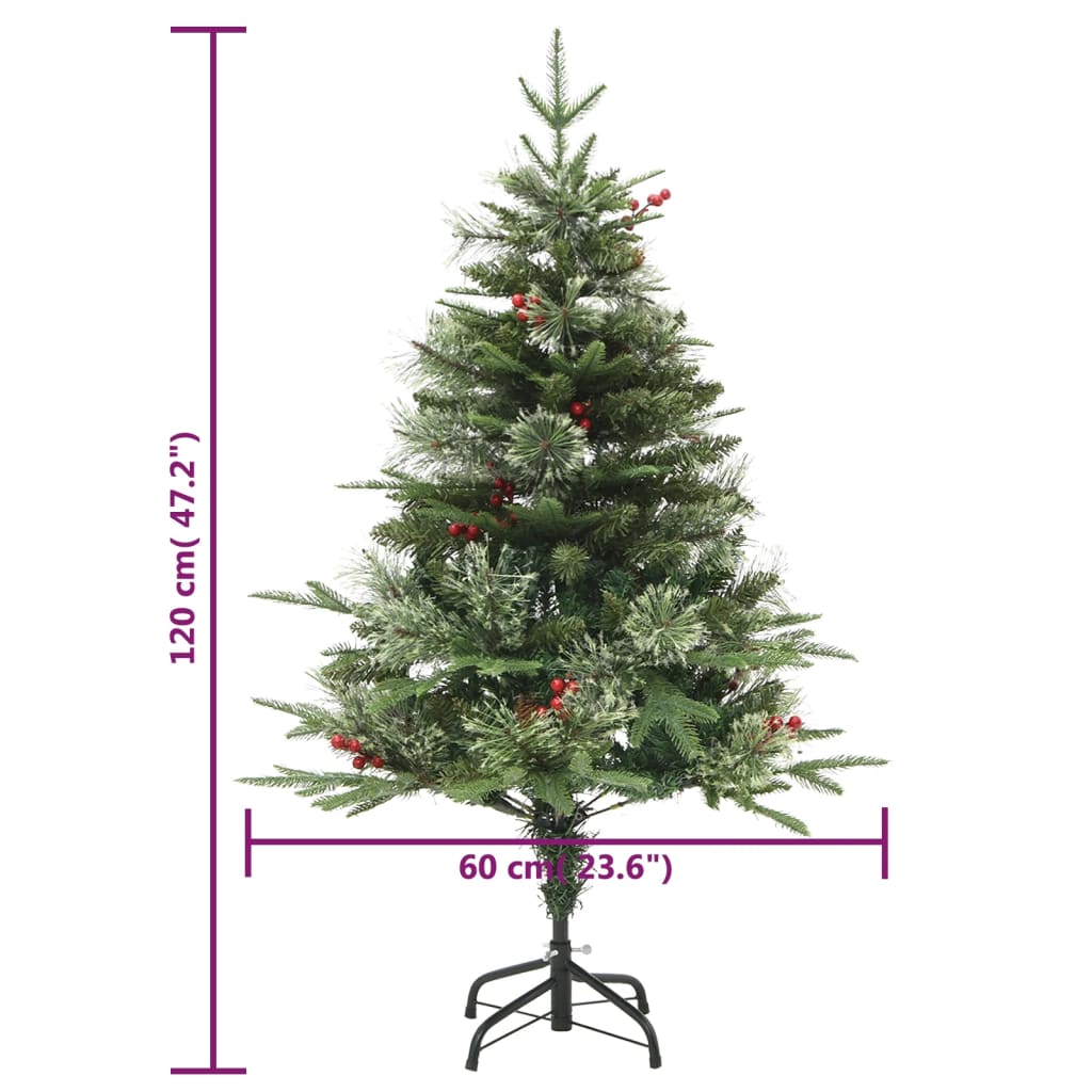 vidaXL Osvijetljeno božićno drvce sa šiškama zeleno 120 cm PVC i PE